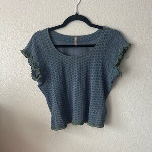 Blue and Green Women's Top